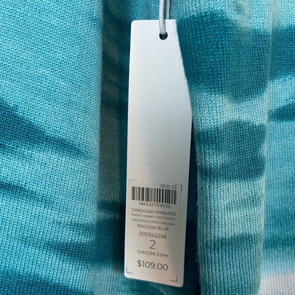 NWT Chico’s OCEAN Spun Rayon Ombre Hanky Hem Cardigan - Picture 7 of 9